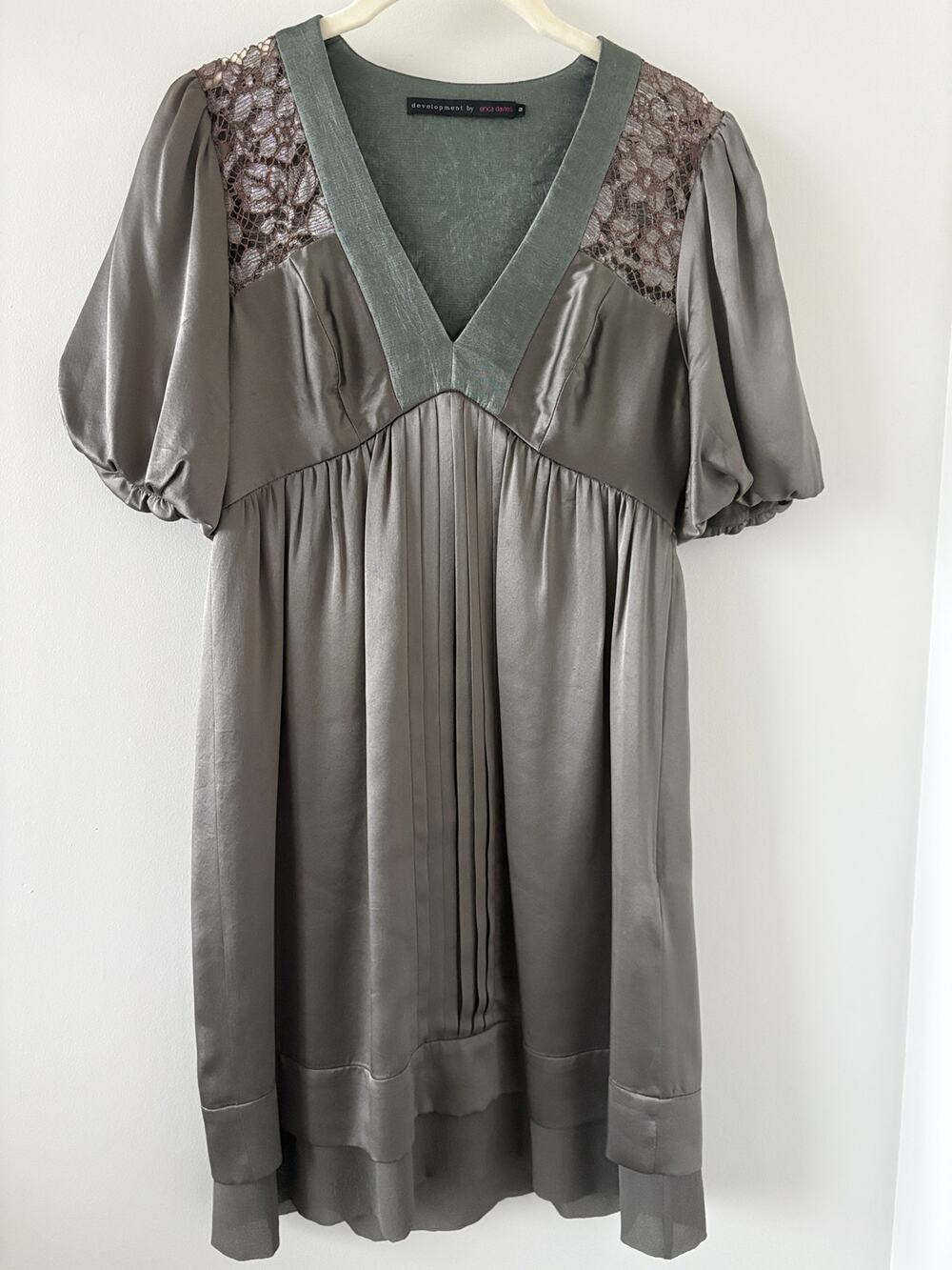 Silk Guipure Lace Cocktail Dress Sz 2 Designer Old Money Luxury Boho Ethereal
